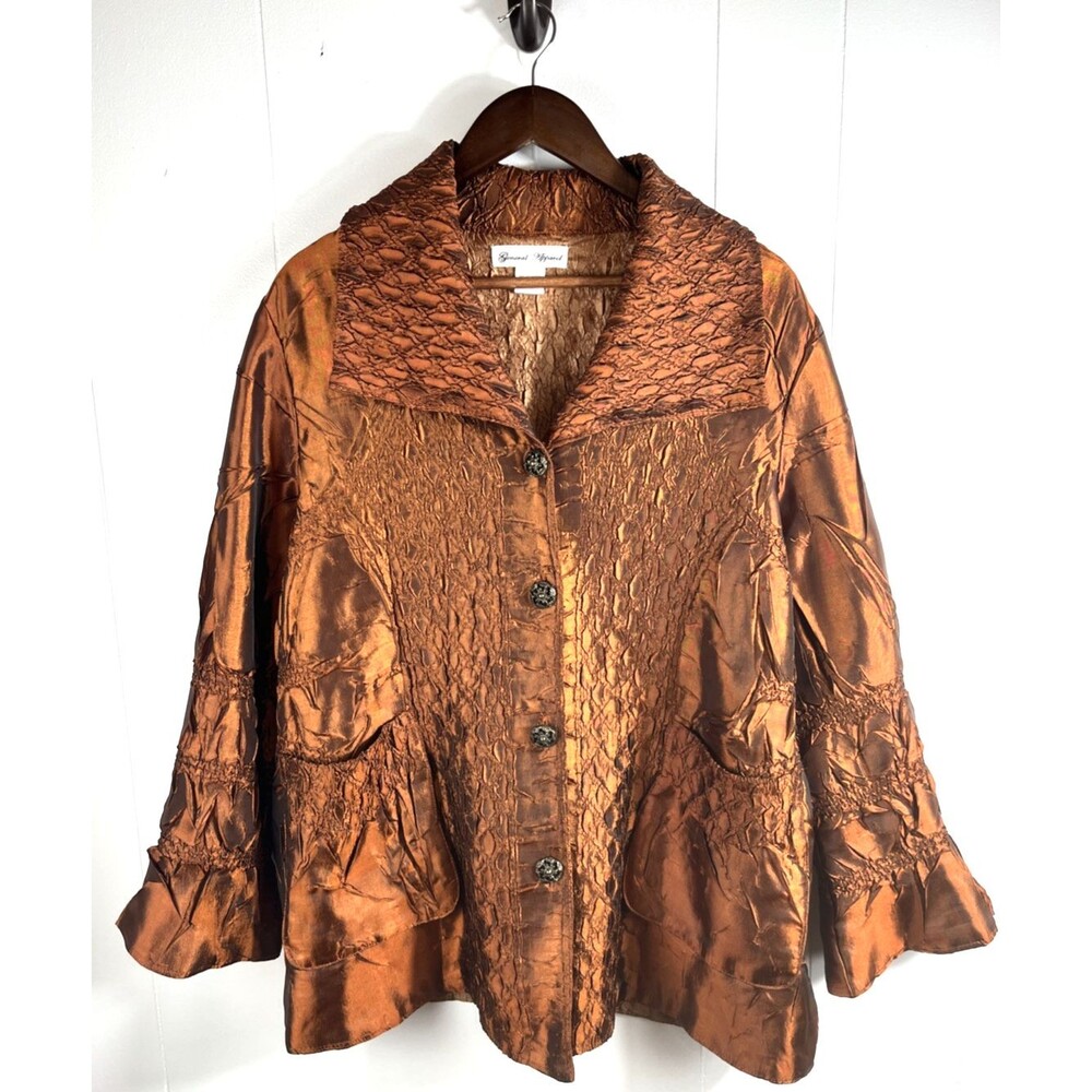 General Apparel Women’s Size Small Copper Evening Event Coat Jacket Pockets